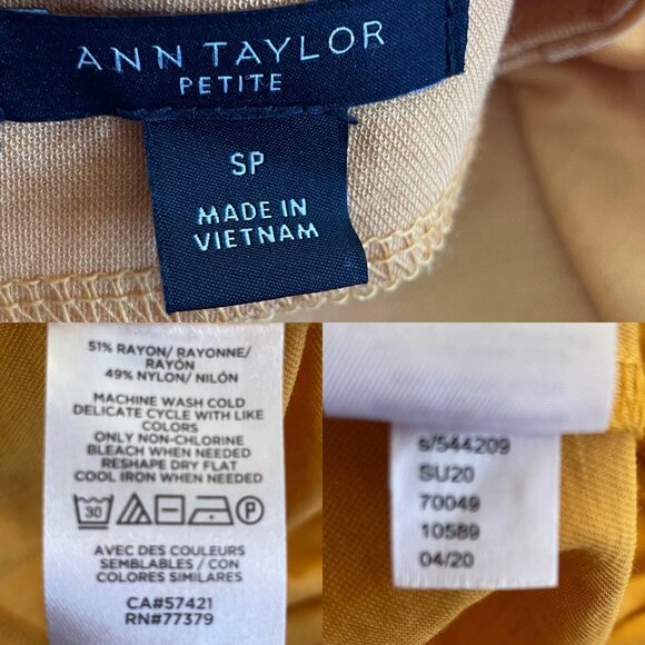 Ann Taylor Petite Cutout Back Peplum Top Women’s Size Small Mustard Yellow - Picture 3 of 7